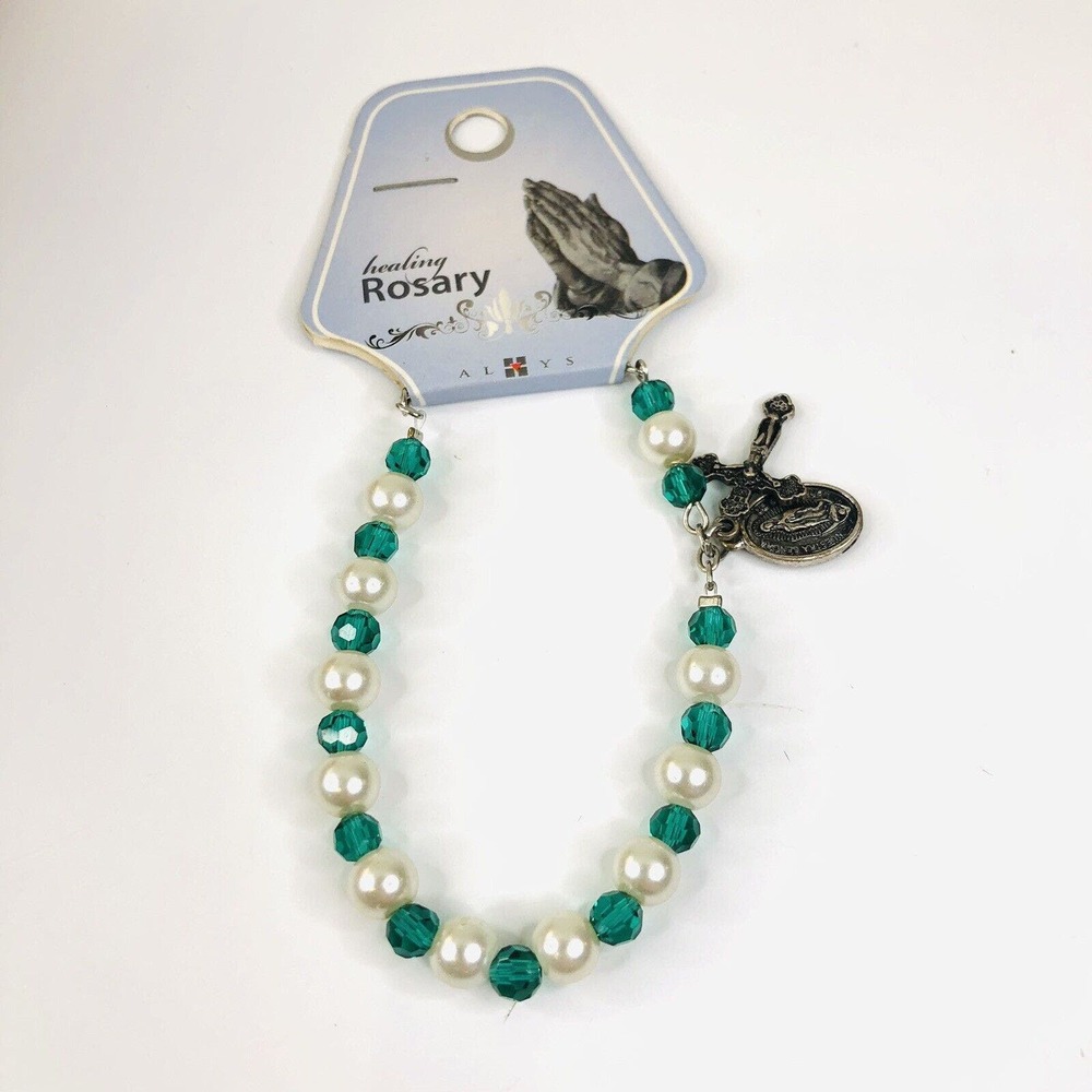 Brand New Healing Rosary Bracelet with Our Lady Of Guadalupe Metal and Cross